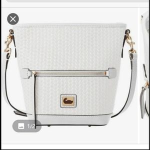 Dooney White Camden Woven Mini Hobo Crossbody Bag